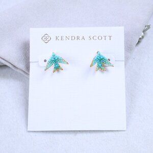 Kendra Scott | Melody Bird - Gold Teal Crystal Stud Earrings